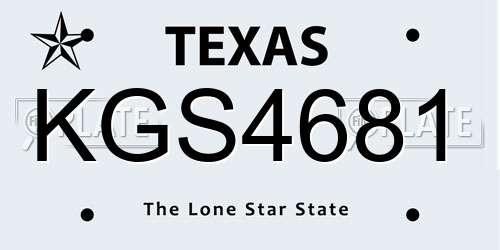 KGS4681 Texas License Plate