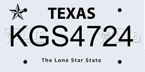 KGS4724 Texas License Plate