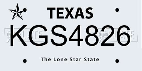 KGS4826 Texas License Plate
