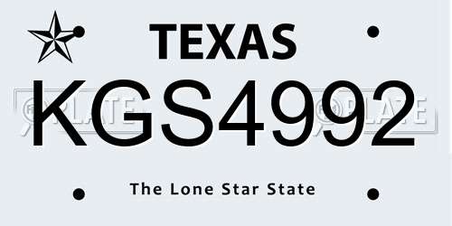 KGS4992 Texas License Plate
