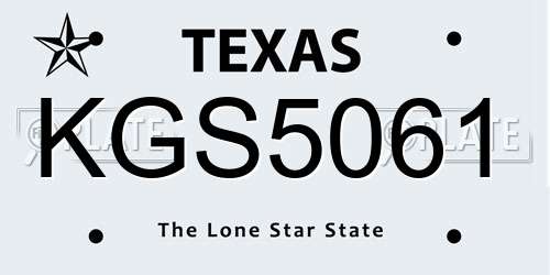KGS5061 Texas License Plate