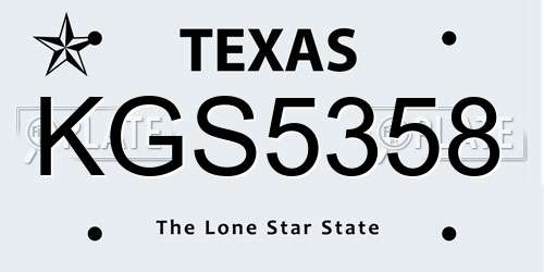 KGS5358 Texas License Plate