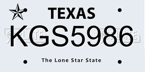 KGS5986 Texas License Plate