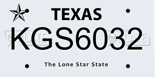 KGS6032 Texas License Plate