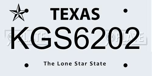 KGS6202 Texas License Plate