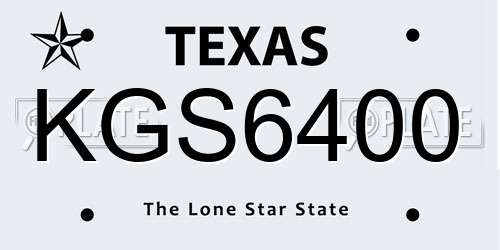 KGS6400 Texas License Plate