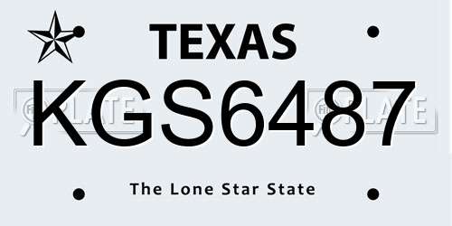 KGS6487 Texas License Plate