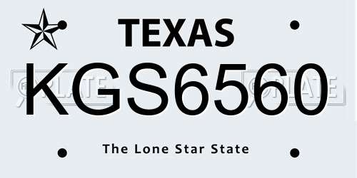 KGS6560 Texas License Plate