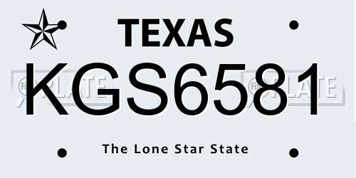 KGS6581 Texas License Plate