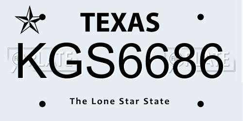 KGS6686 Texas License Plate