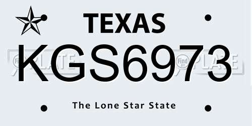 KGS6973 Texas License Plate