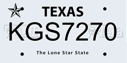 KGS7270 Texas License Plate