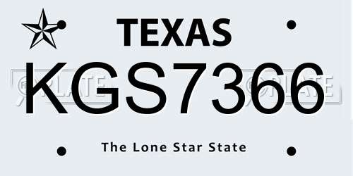 KGS7366 Texas License Plate