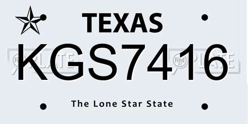 KGS7416 Texas License Plate