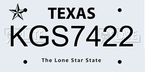 KGS7422 Texas License Plate