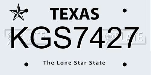 KGS7427 Texas License Plate