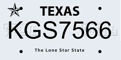 KGS7566 Texas License Plate