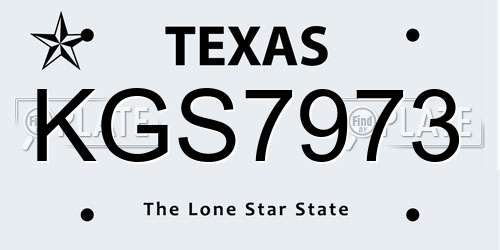 KGS7973 Texas License Plate