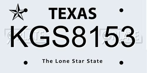 KGS8153 Texas License Plate
