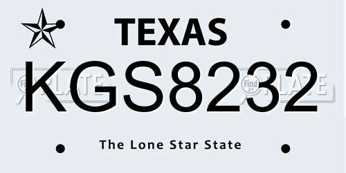 KGS8232 Texas License Plate