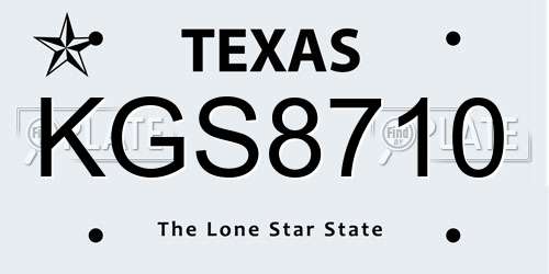 KGS8710 Texas License Plate