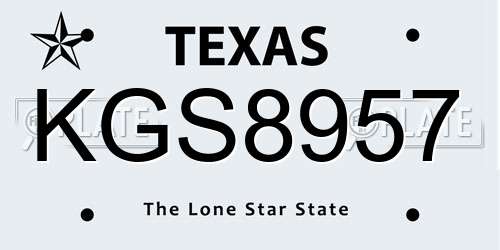 KGS8957 Texas License Plate