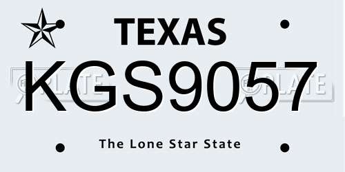KGS9057 Texas License Plate