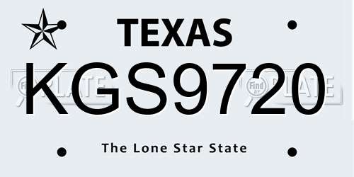 KGS9720 Texas License Plate