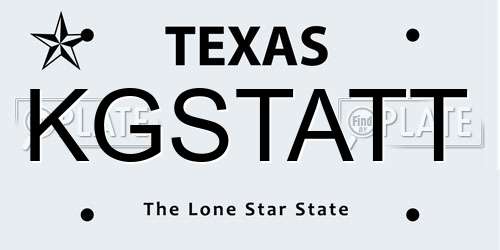 KGSTATT Texas License Plate