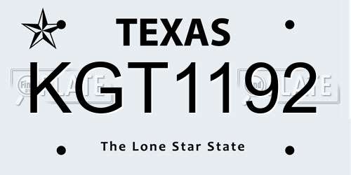 KGT1192 Texas License Plate