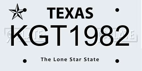 KGT1982 Texas License Plate