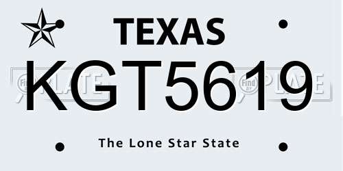KGT5619 Texas License Plate
