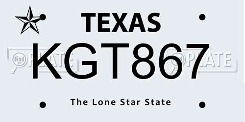 KGT867 Texas License Plate