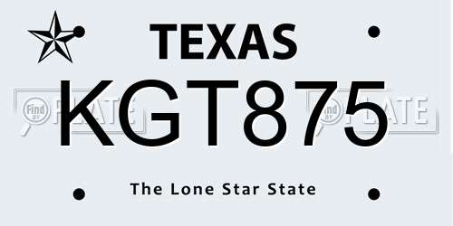 KGT875 Texas License Plate
