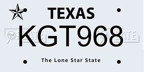 KGT968 Texas License Plate