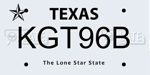 KGT96B Texas License Plate