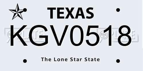 KGV0518 Texas License Plate