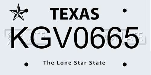 KGV0665 Texas License Plate