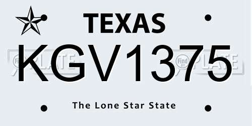 KGV1375 Texas License Plate