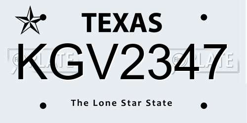 KGV2347 Texas License Plate