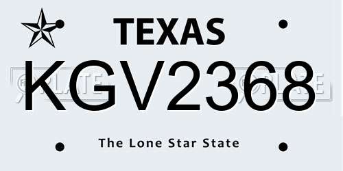 KGV2368 Texas License Plate