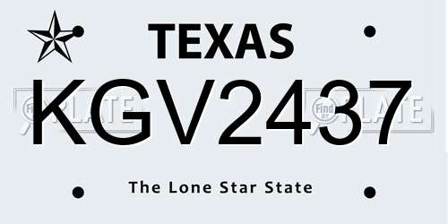 KGV2437 Texas License Plate