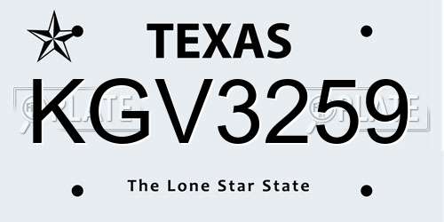 KGV3259 Texas License Plate