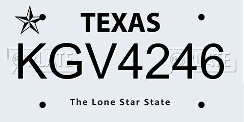 KGV4246 Texas License Plate