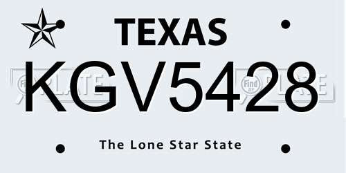 KGV5428 Texas License Plate