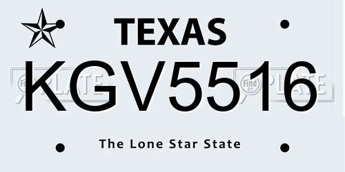 KGV5516 Texas License Plate