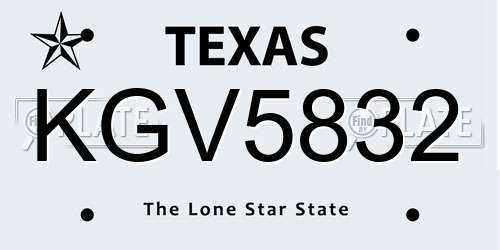 KGV5832 Texas License Plate