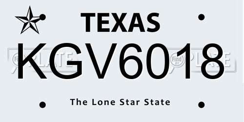 KGV6018 Texas License Plate