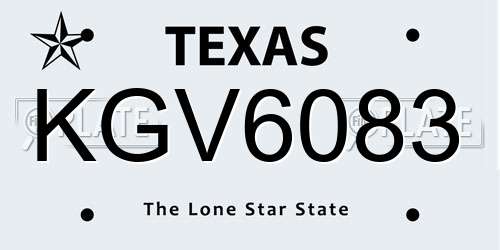 KGV6083 Texas License Plate
