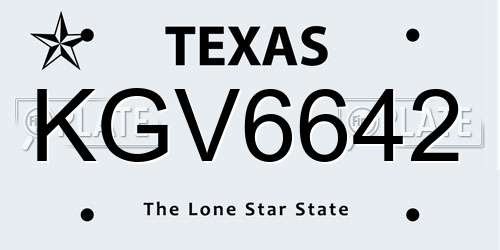 KGV6642 Texas License Plate